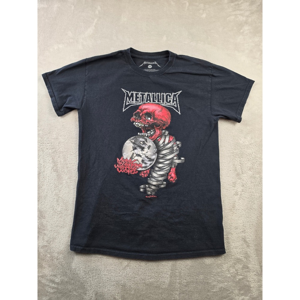 Metallica T-Shirt Mens M Fit S Madly In Anger With The World Skull Tour Band